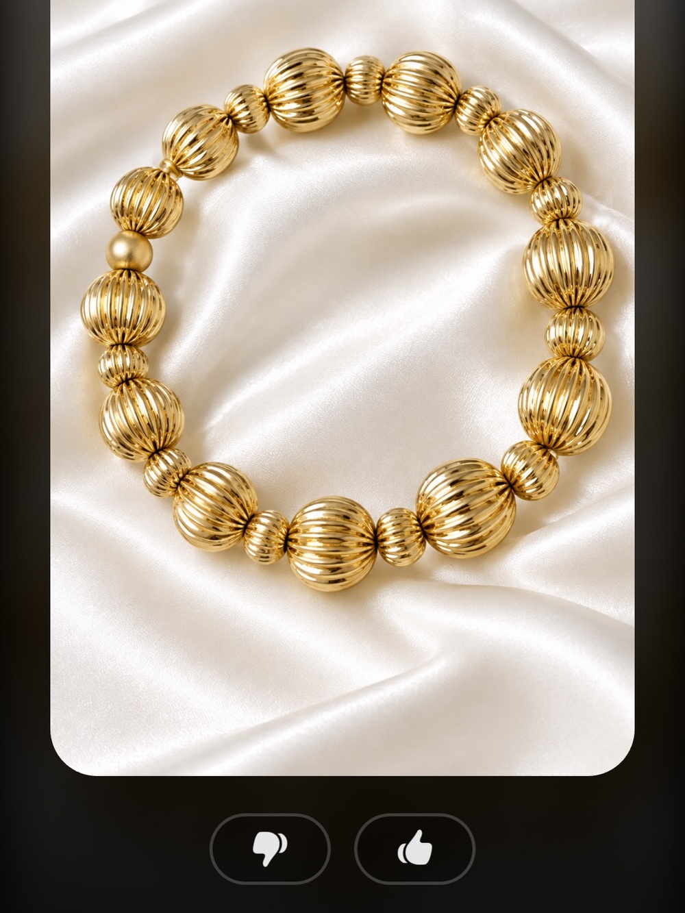 Fashion Jewelry Gold Ribbed Bead Stretch Bracelet